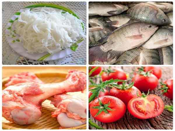 Nguyên liệu cần chuẩn bị nấu bún cá